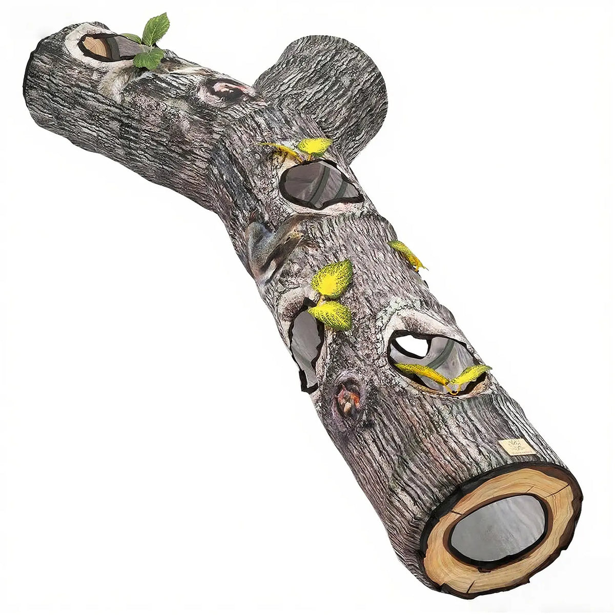 GRETMIX Foldable Tree Trunk Cat Tunnel – Interactive Play Tube for Indoor Cats