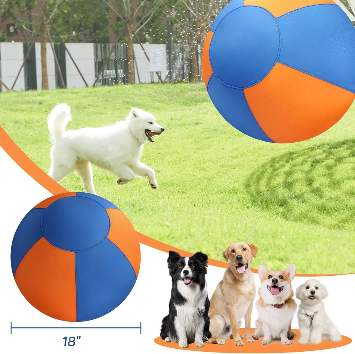 GRETMIX 18" Heavy-Duty Dog Herding Ball with Cover for High-Energy Breeds