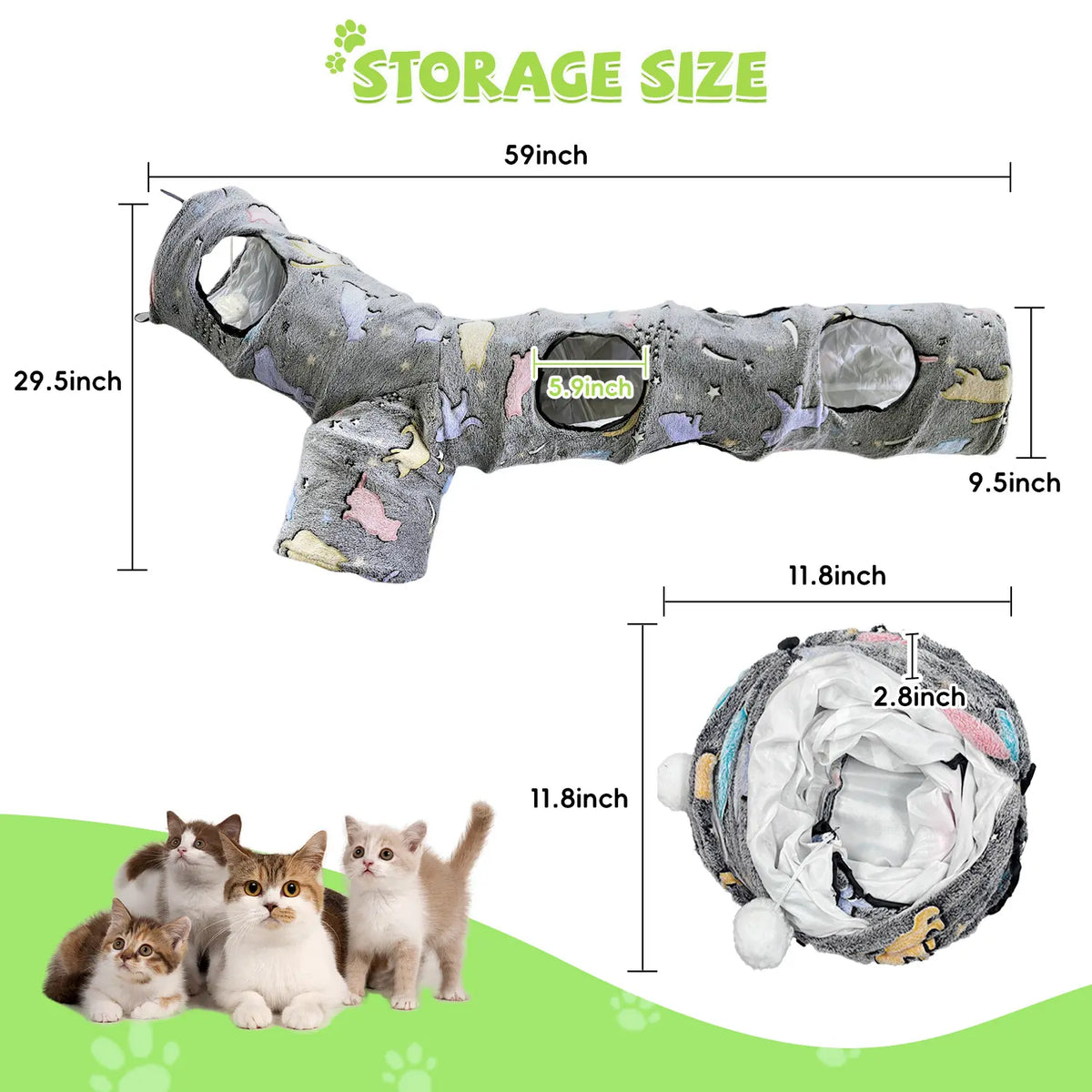 GRETMIX Foldable  Cat Tunnel – Interactive Play Tube for Indoor Cats