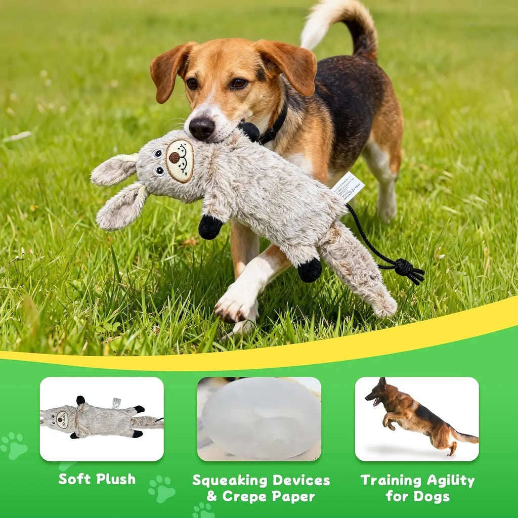 GRETMIX Pro Dog Flirt Pole – 2 Squeaky Plush & 5-Rope Toy Set