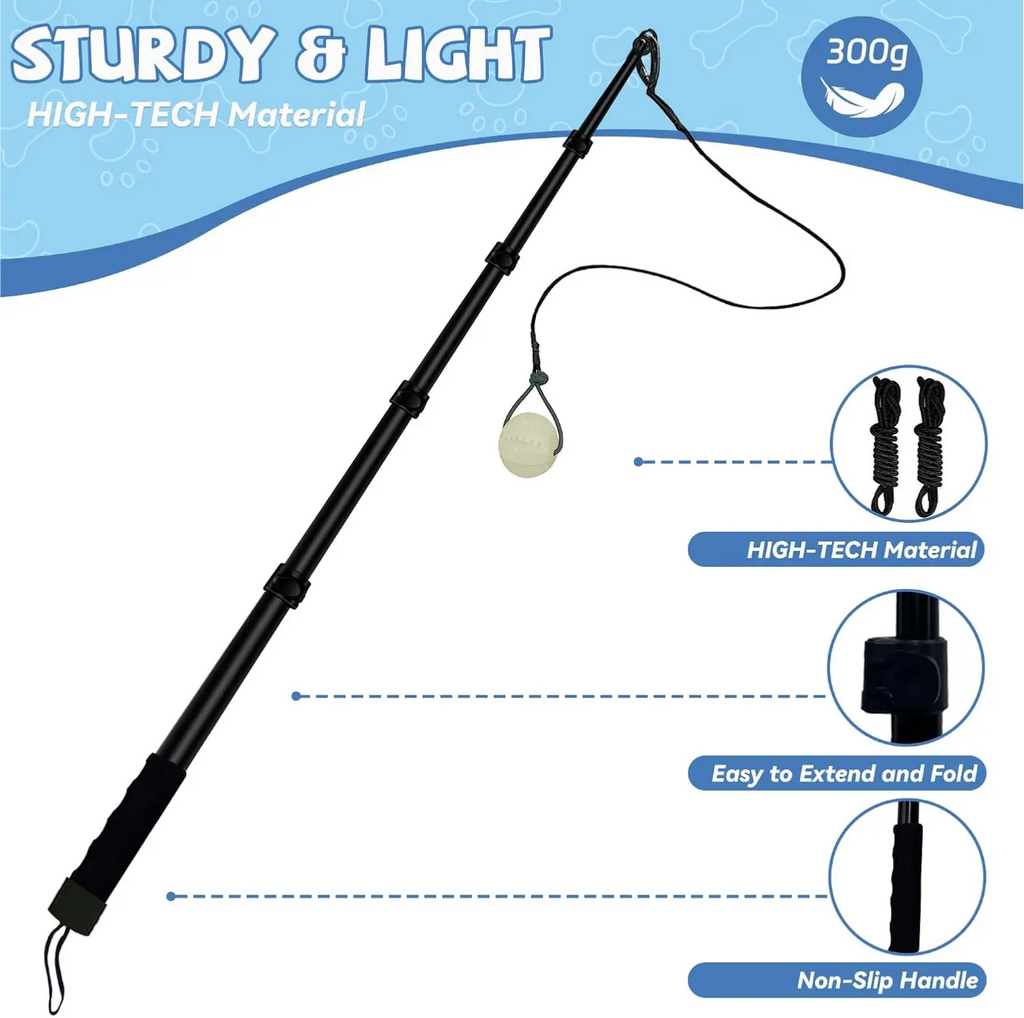 GRETMIX Pro Dog Flirt Pole – Squeaky Plush & 5-Rope Toy Set