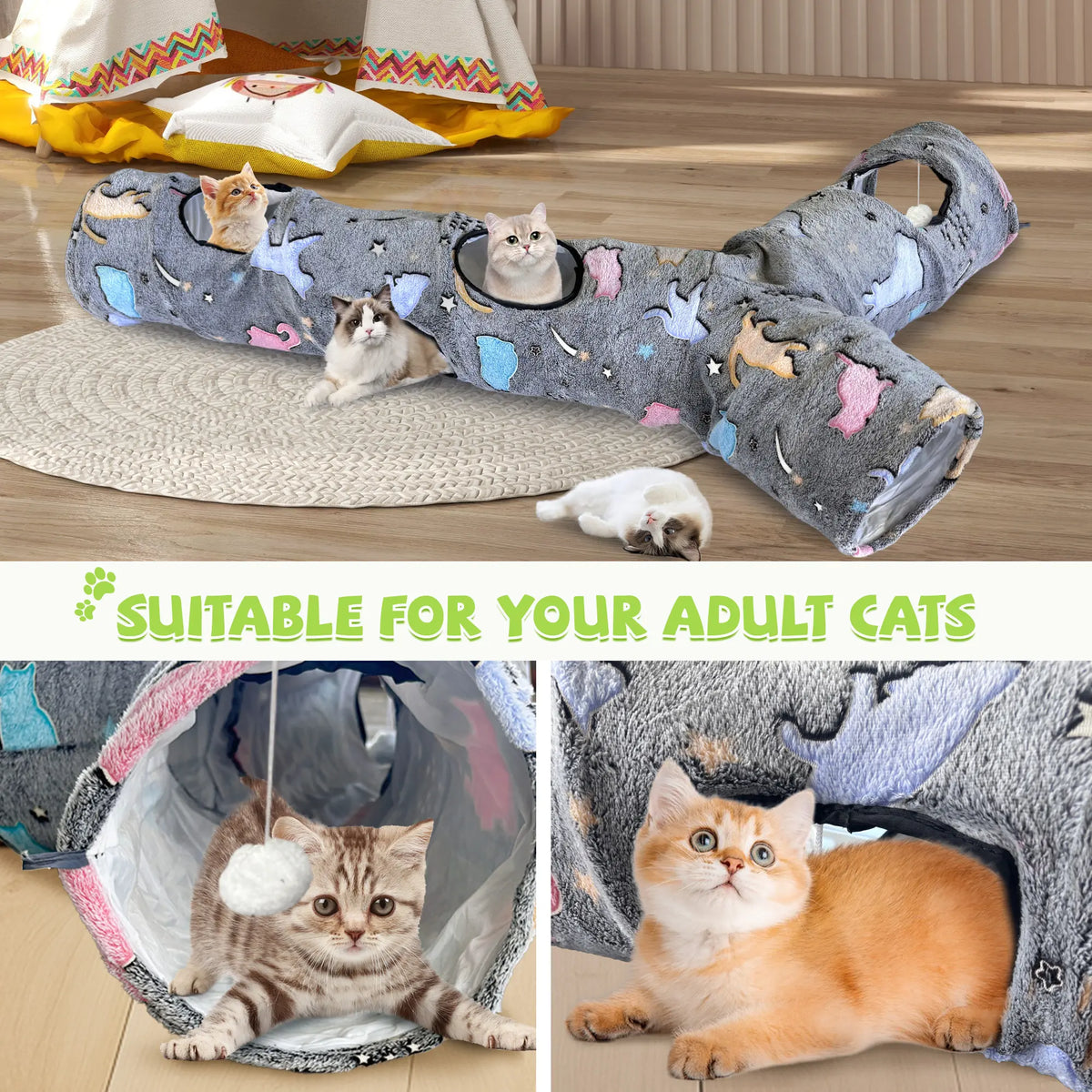 GRETMIX Foldable  Cat Tunnel – Interactive Play Tube for Indoor Cats
