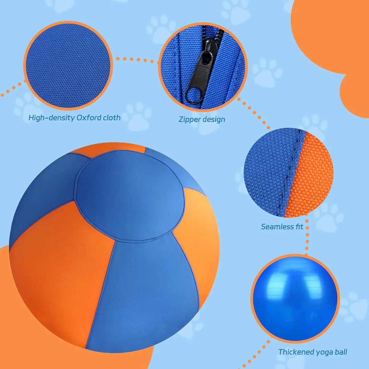 GRETMIX 18" Heavy-Duty Dog Herding Ball with Cover for High-Energy Breeds