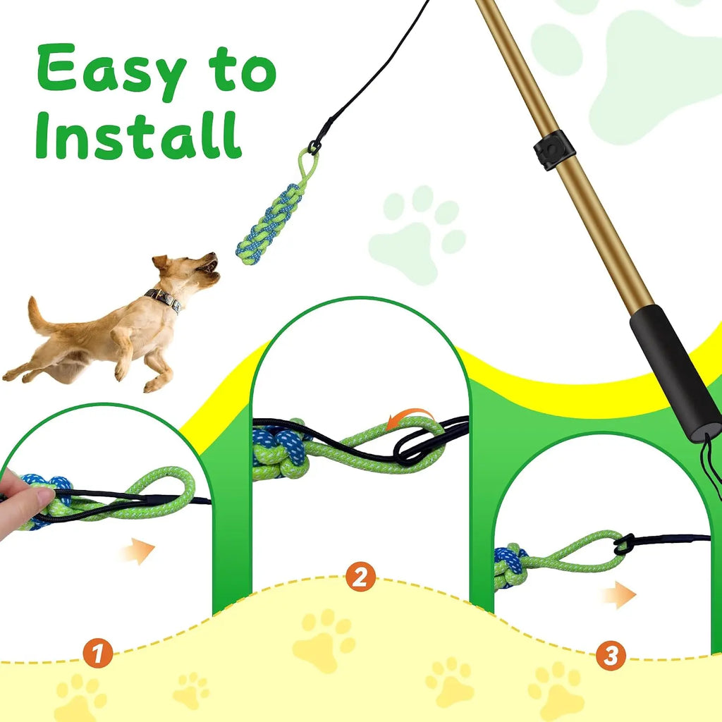 GRETMIX Pro Dog Flirt Pole – 2 Squeaky Plush & 5-Rope Toy Set