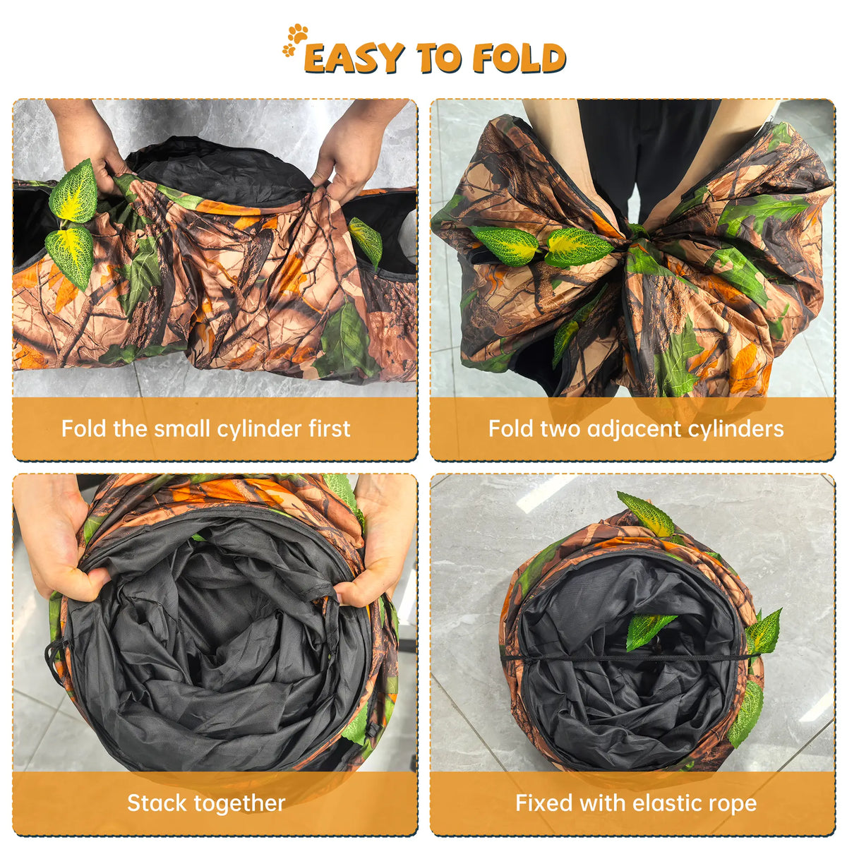 GRETMIX Foldable Tree Trunk Cat Tunnel – Interactive Play Tube for Indoor Cats