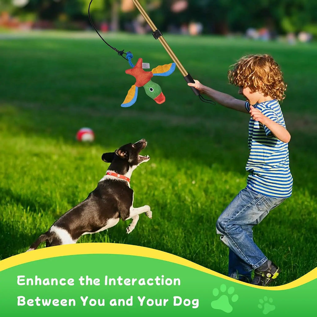 GRETMIX Pro Dog Flirt Pole – 2 Squeaky Plush & 5-Rope Toy Set