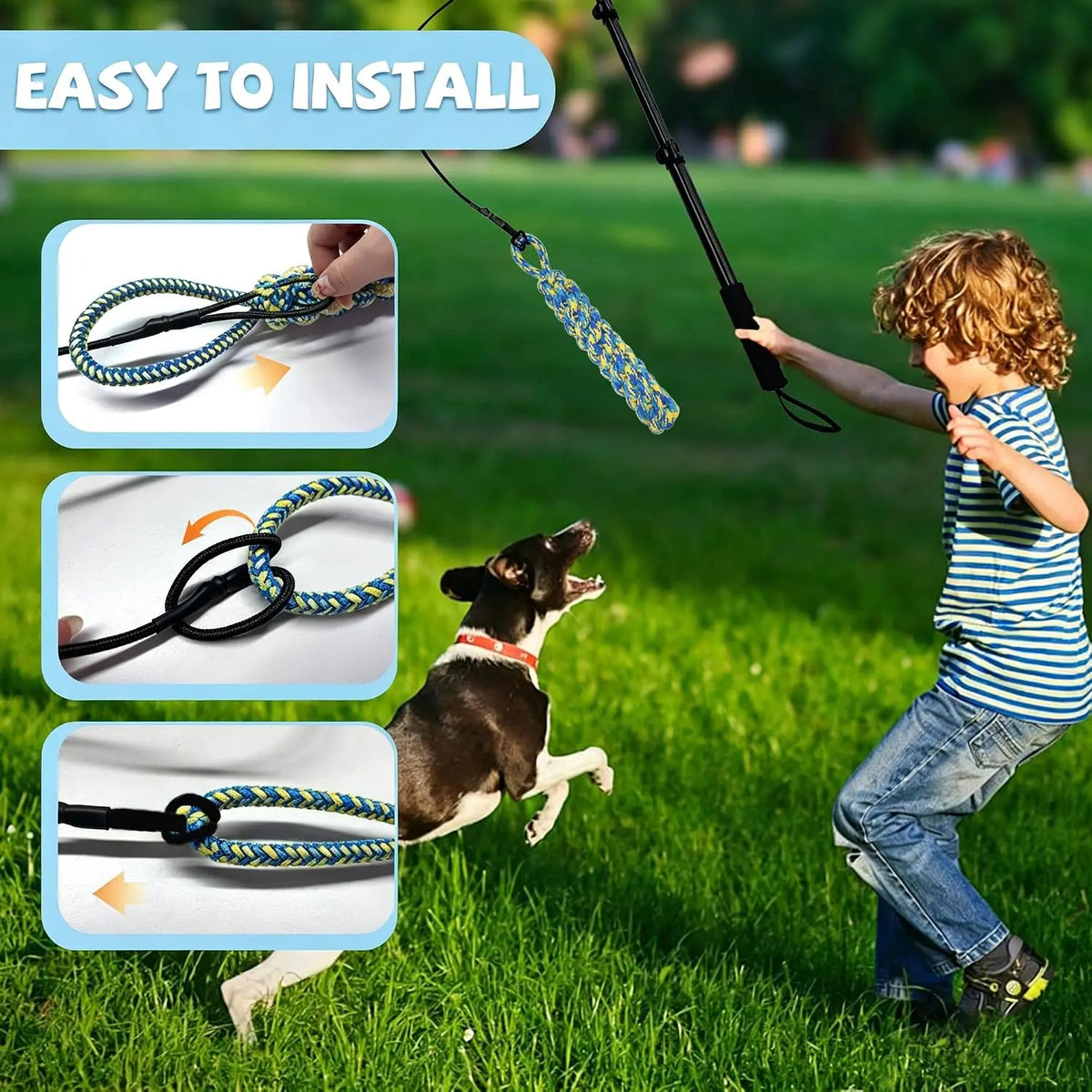 GRETMIX Pro Dog Flirt Pole – Squeaky Plush & 5-Rope Toy Set