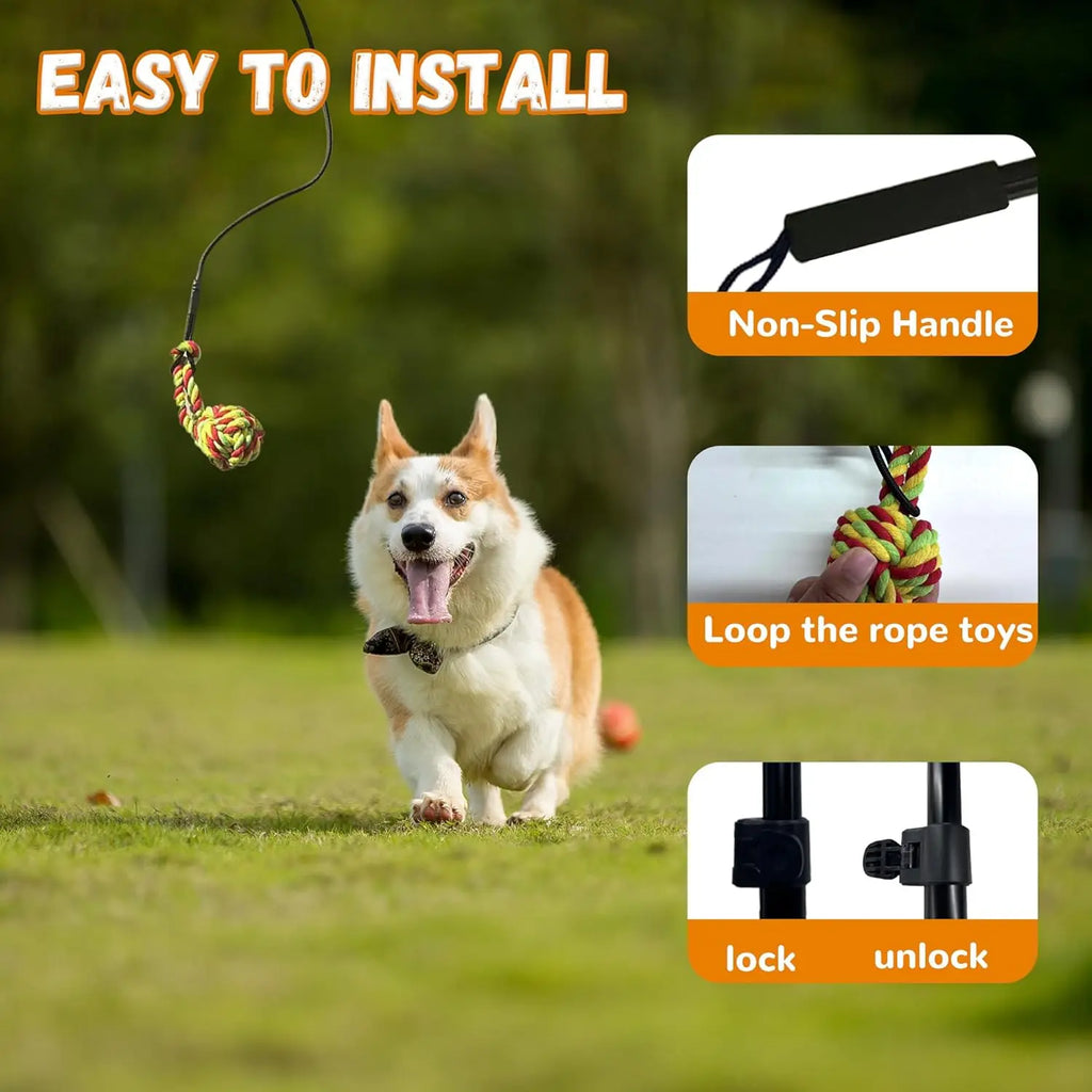 GRETMIX Pro Dog Flirt Pole – Squeaky Plush & 5-Rope Toy Set