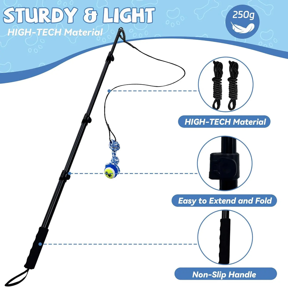 GRETMIX Pro Dog Flirt Pole – Squeaky Plush & 7-Rope Toy Set