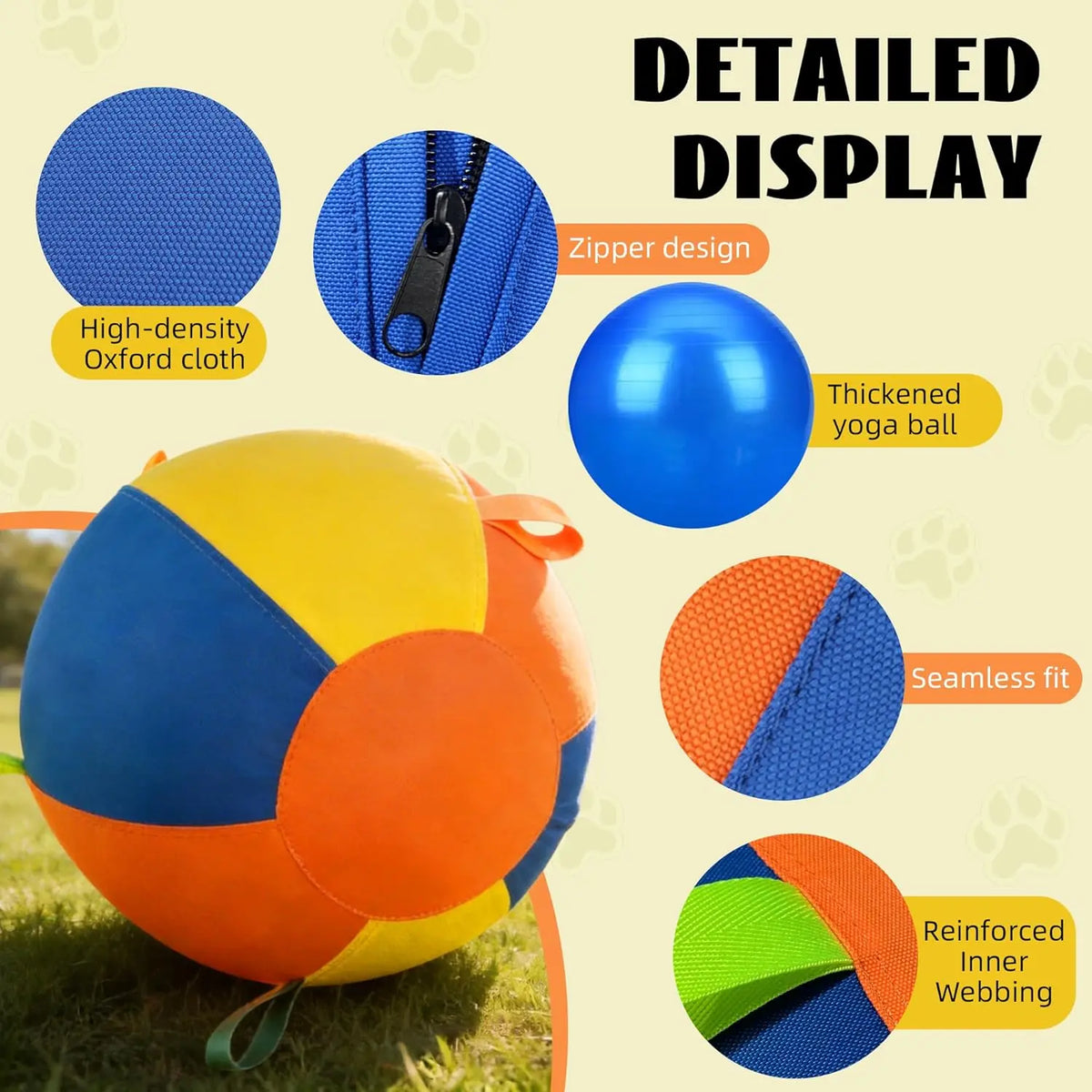 GRETMIX 18" Heavy-Duty Dog Herding Ball with Protective Cover for Medium & Large Breeds