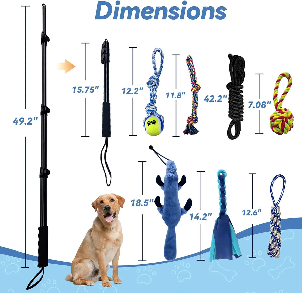 GRETMIX Pro Dog Flirt Pole – Squeaky Plush & 7-Rope Toy Set