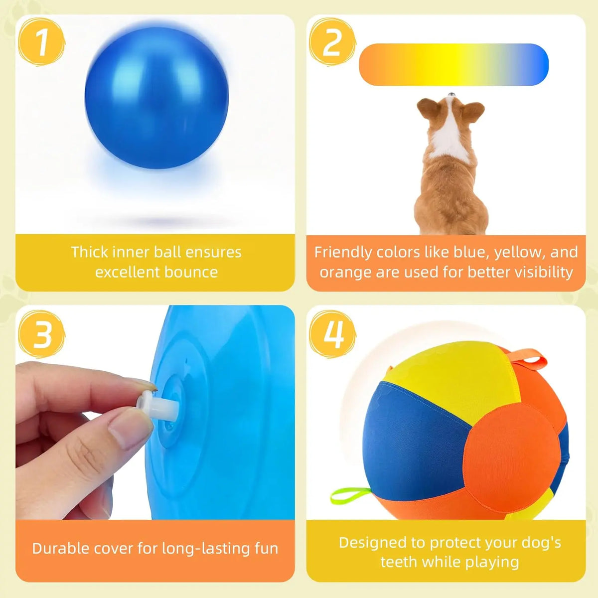 GRETMIX 18" Heavy-Duty Dog Herding Ball with Protective Cover for Medium & Large Breeds