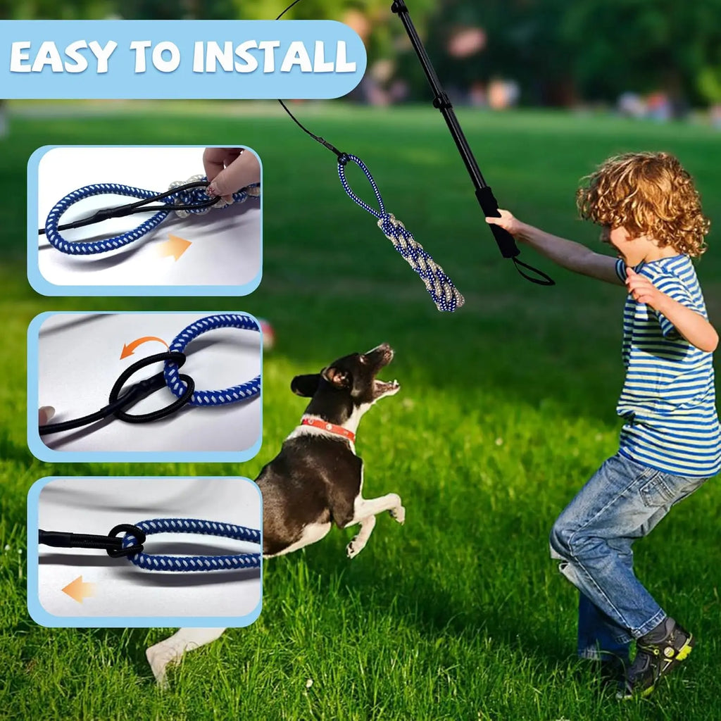 GRETMIX Pro Dog Flirt Pole – Squeaky Plush & 7-Rope Toy Set